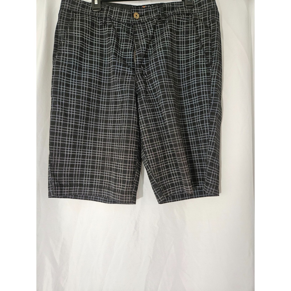 Vurt men's black white plaid flat casual shorts‎ 34
